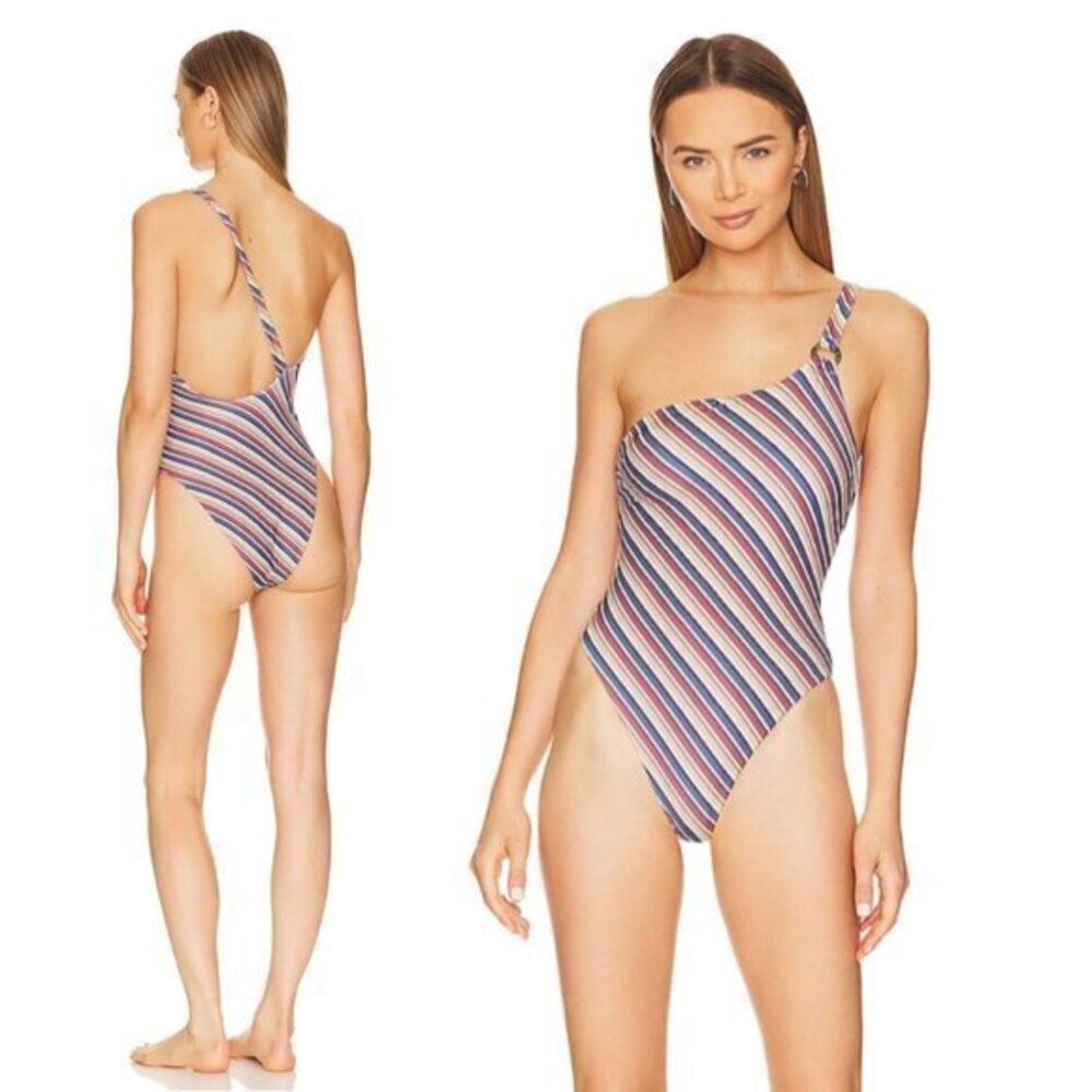 x REVOLVE Burnie One Piece in Vintage Blue Stripe - House of Harlow 1960